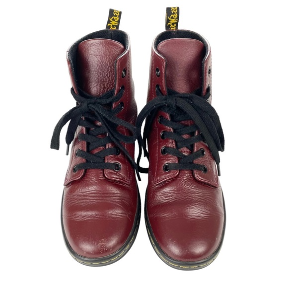Dr. Martens Leyton Oxblood Red Boots Sz 7 Leather High Top - Picture 4 of 14